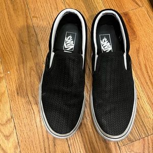 Nearly new platform black leather upper vans